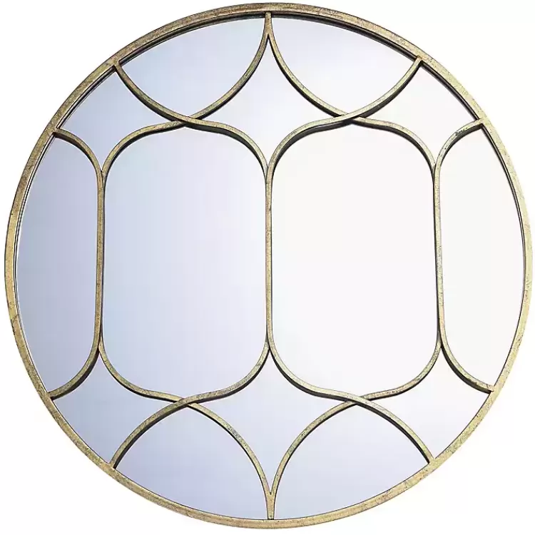 Gold Circular Inset Round Wall Mirror>Kirklands Home Sale