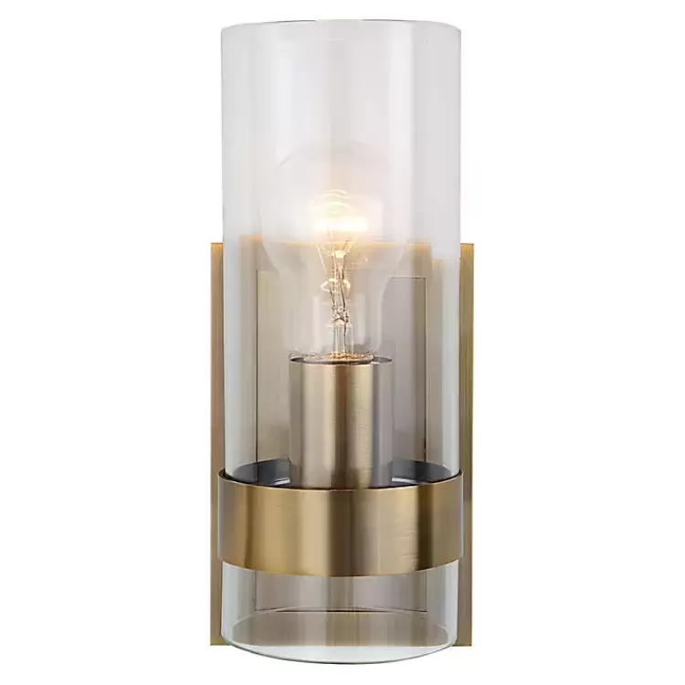 Gold Cylinder Glass Shade Wall Sconce>Kirklands Home Hot