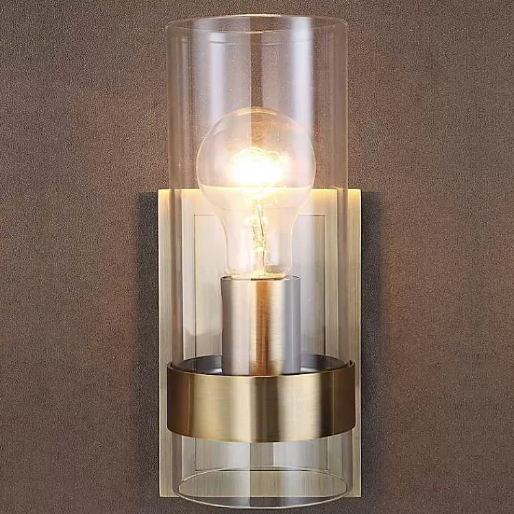 Gold Cylinder Glass Shade Wall Sconce>Kirklands Home Hot