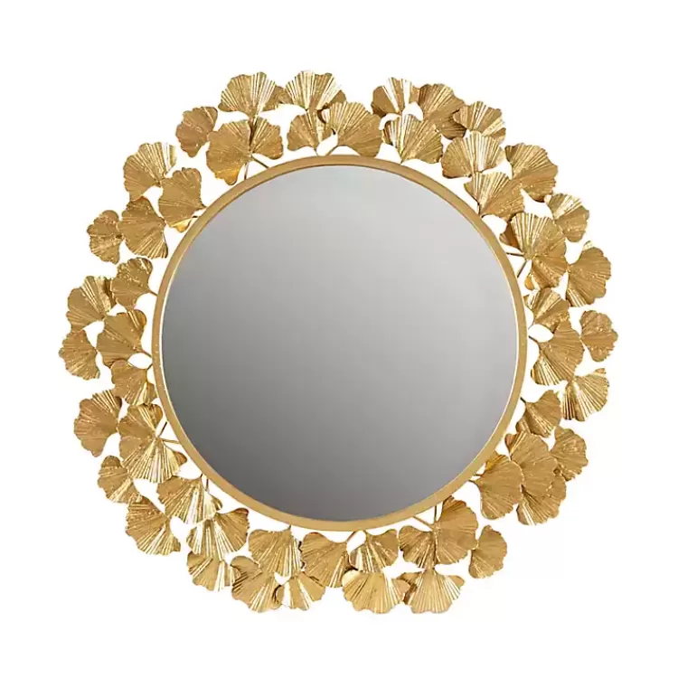 Gold Foil Leaf Framed Round Wall Mirror>Kirklands Home Hot