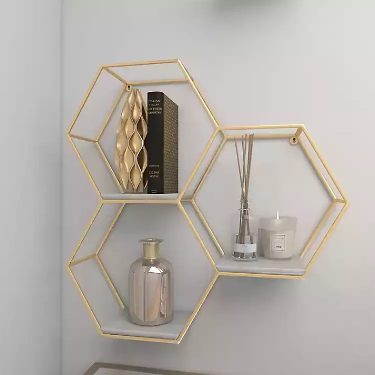 gold_frame_marble_honeycomb_wall_shelf_10.webp Frame Marble Honeycomb Wall Shelf>Kirklands Home Best