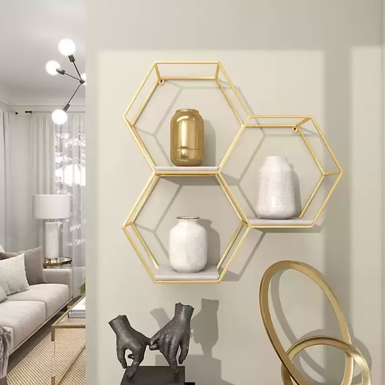 gold_frame_marble_honeycomb_wall_shelf_6.webp Frame Marble Honeycomb Wall Shelf>Kirklands Home Best