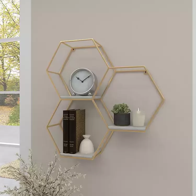 gold_frame_marble_honeycomb_wall_shelf_7.webp Frame Marble Honeycomb Wall Shelf>Kirklands Home Best