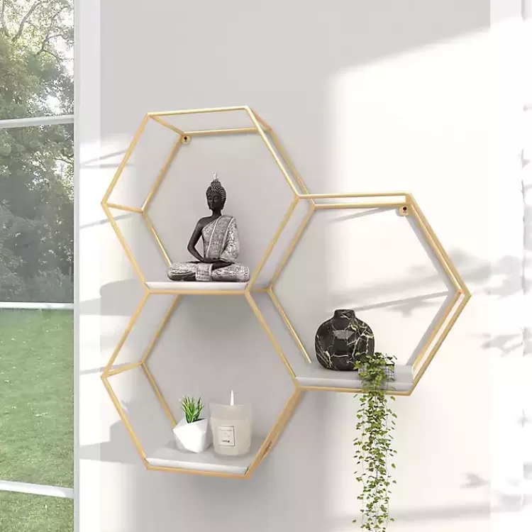 gold_frame_marble_honeycomb_wall_shelf_9.webp Frame Marble Honeycomb Wall Shelf>Kirklands Home Best