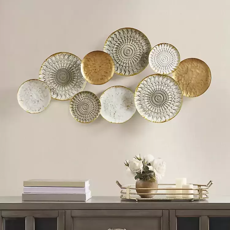Gray White Metal Connected Circle Wall Plaque>Kirklands Home Store