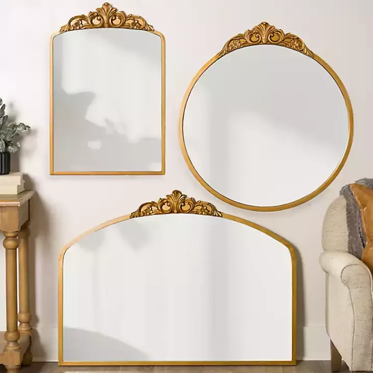 Gold Lana Ornate Round Wall Mirror>Kirklands Home Clearance