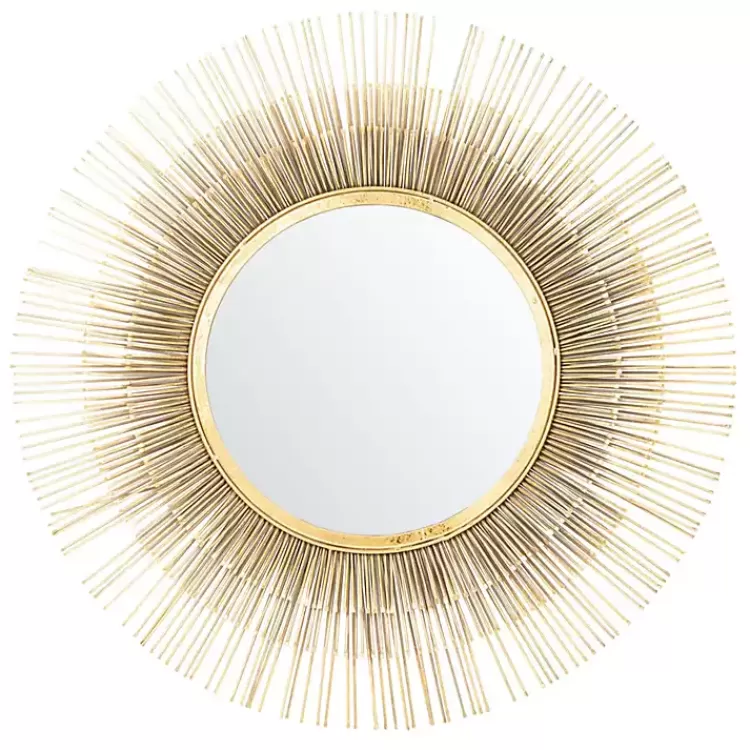 Gold Layered Burst Frame Round Wall Mirror>Kirklands Home Flash Sale