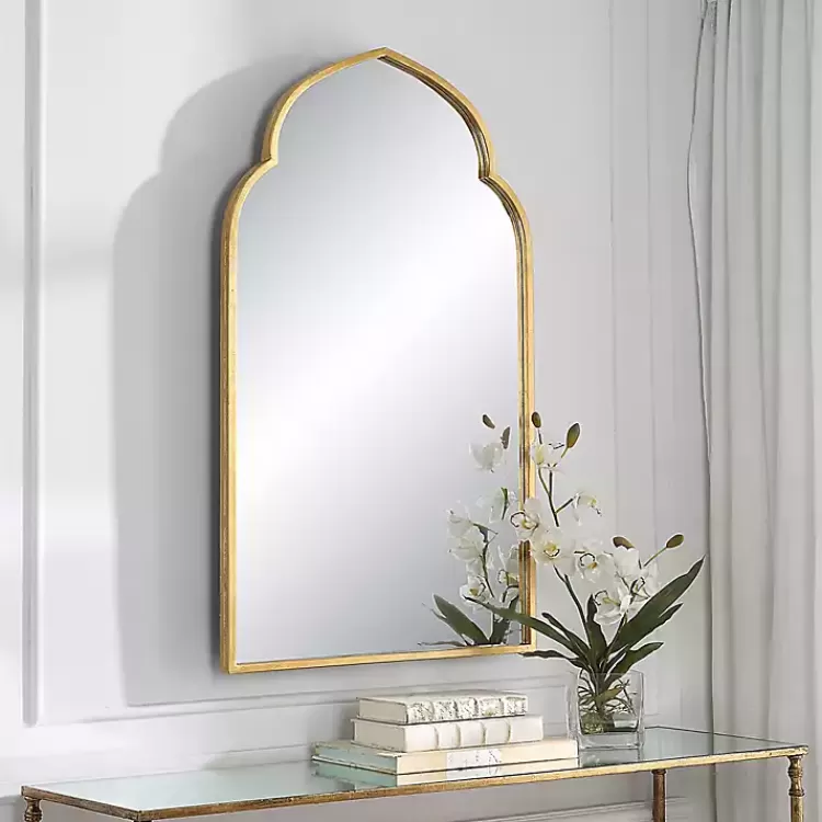 gold_leaf_arched_frame_wall_mirror_2.webp Gold Leaf Arched Frame Wall Mirror>Kirklands Home Store