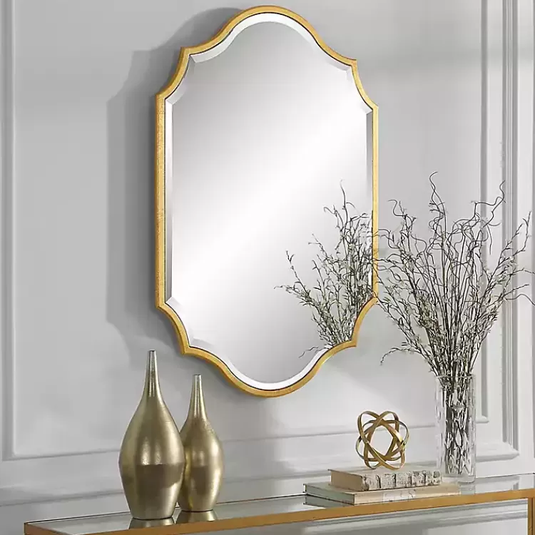 Gold Leaf Curved Metal Wall Mirror>Kirklands Home New