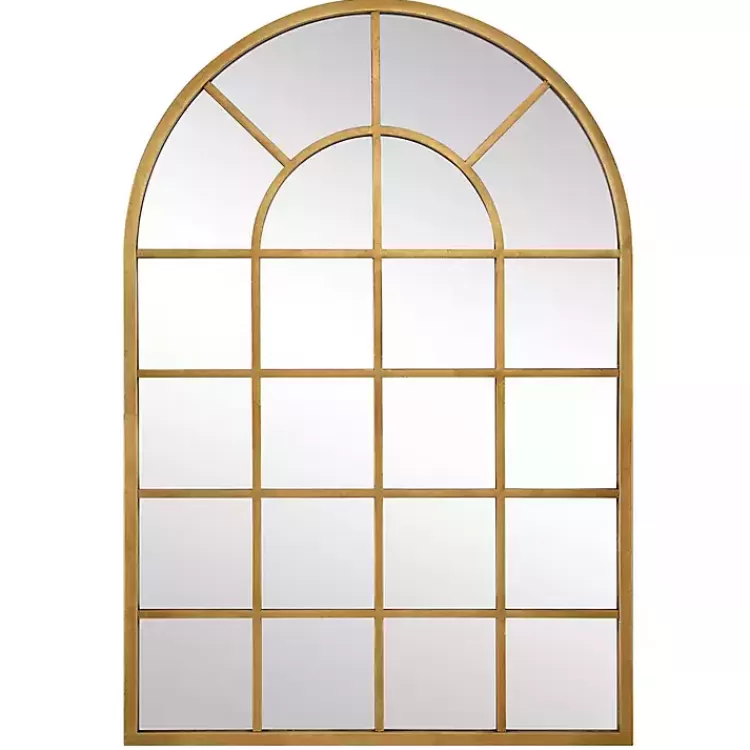 Gold Leaf Metal Windowpane Arch Frame Mirror>Kirklands Home Cheap