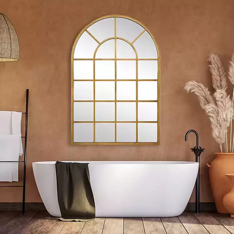 gold_leaf_metal_windowpane_arch_frame_mirror_2.webp Gold Leaf Metal Windowpane Arch Frame Mirror>Kirklands Home Cheap