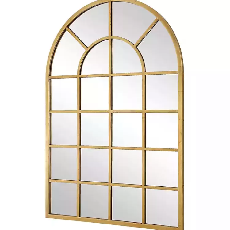 gold_leaf_metal_windowpane_arch_frame_mirror_4.webp Gold Leaf Metal Windowpane Arch Frame Mirror>Kirklands Home Cheap
