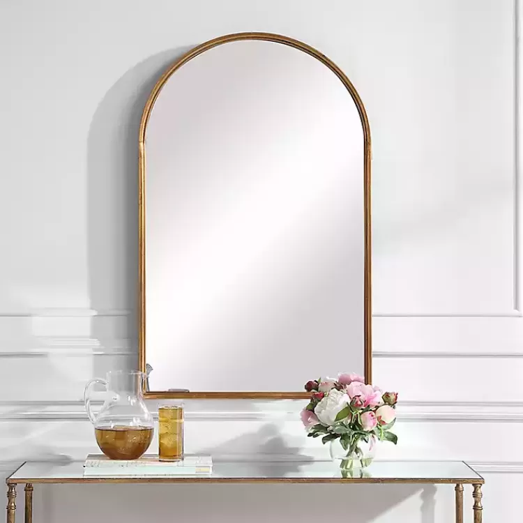 Gold Leaf Thin Arch Frame Mirror>Kirklands Home Online
