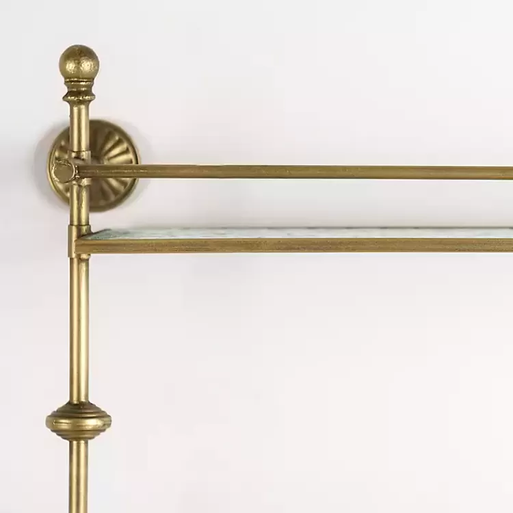 Gold Metal & Textured Glass 2-Tier Wall Shelf>Kirklands Home Best Sale