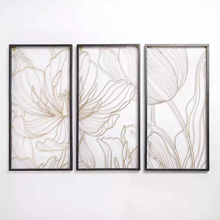 Gold Metal Abstract Floral Wall Plaques, Set of 3>Kirklands Home Cheap