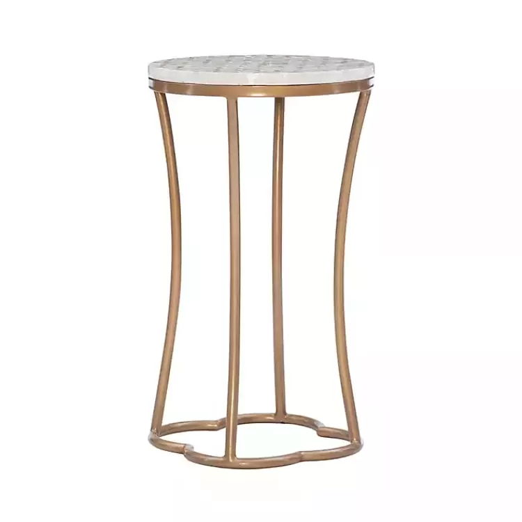 Gold Metal and Capiz Shell Top Accent Table>Kirklands Home New