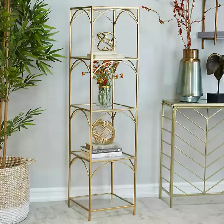 Metal and Clear Glass 4-Tier Shelf>Kirklands Home Discount