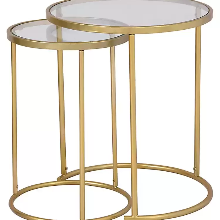 Gold Metal and Glass Nesting 2-pc Accent Table Set>Kirklands Home Cheap