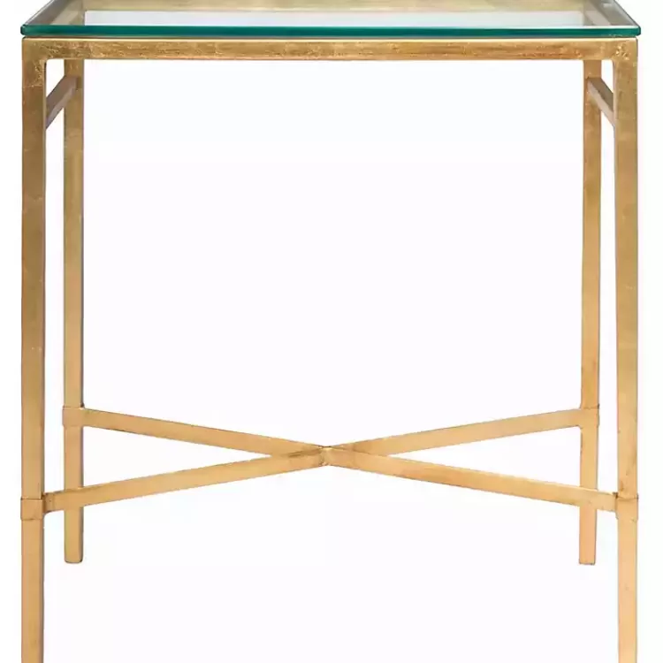 Gold Metal and Glass Side Table>Kirklands Home New