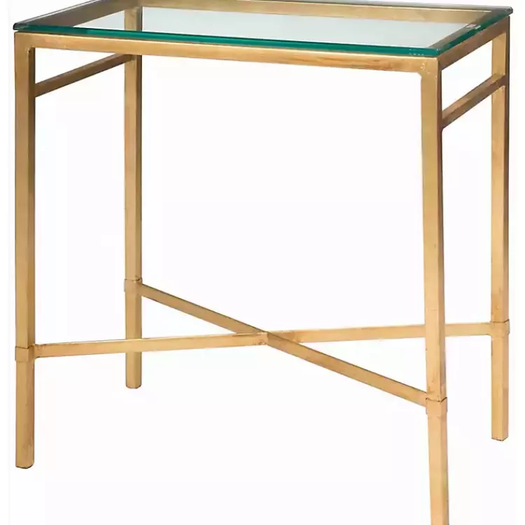 Gold Metal and Glass Side Table>Kirklands Home New