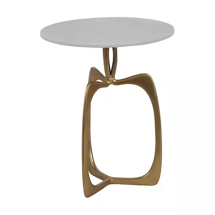 Gold Metal and Marble Modern Abstract Accent Table>Kirklands Home Flash Sale