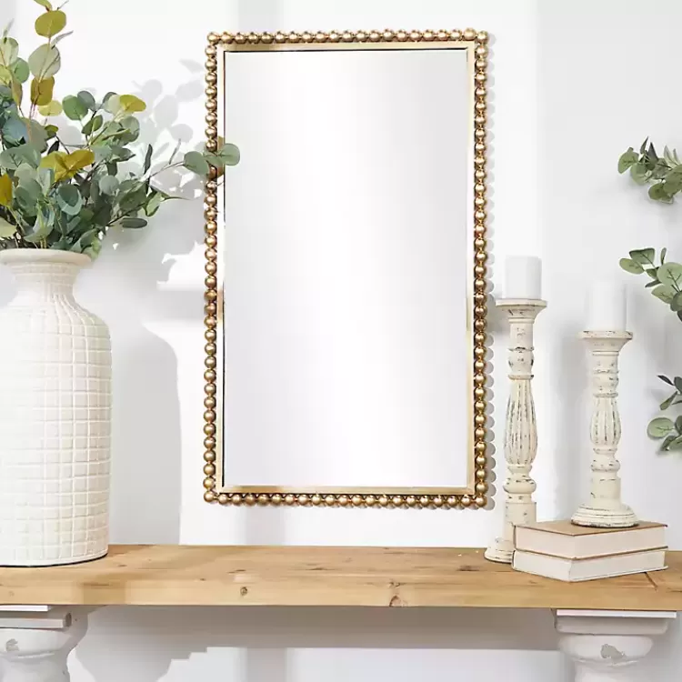 Gold Metal Beaded Frame Wall Mirror>Kirklands Home Flash Sale