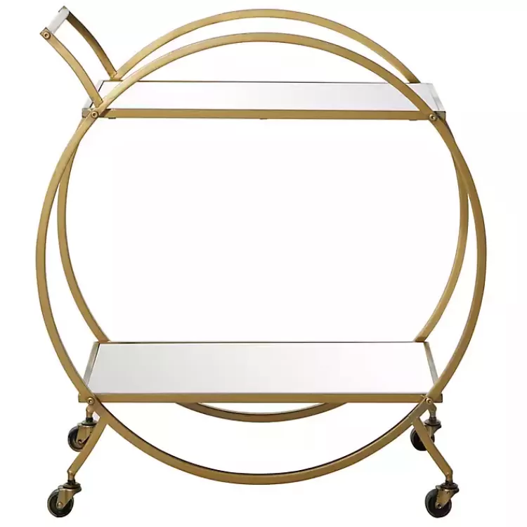 Gold Metal Circular Bar Cart>Kirklands Home Best Sale