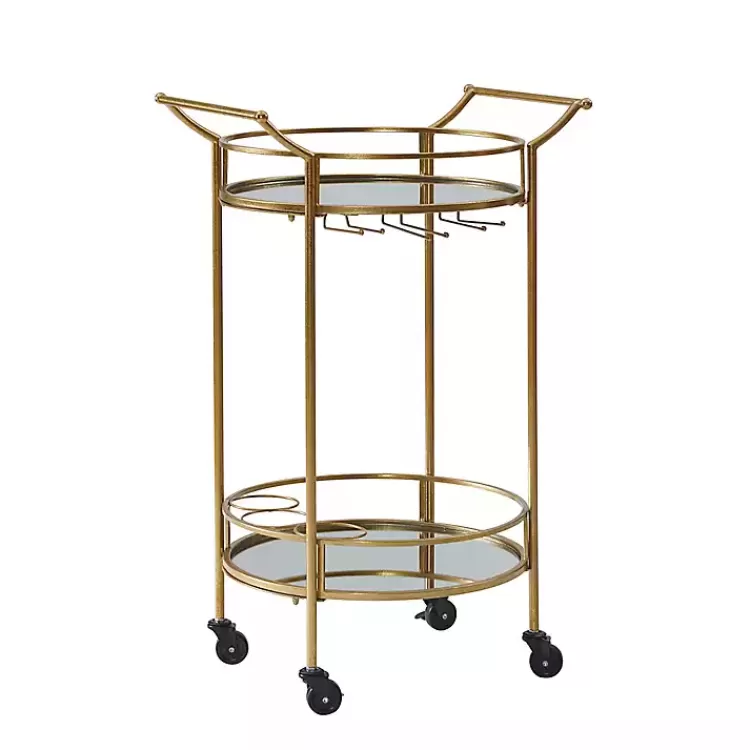 Gold Metal Frame Bar Cart with Mirrored Shelves>Kirklands Home Outlet