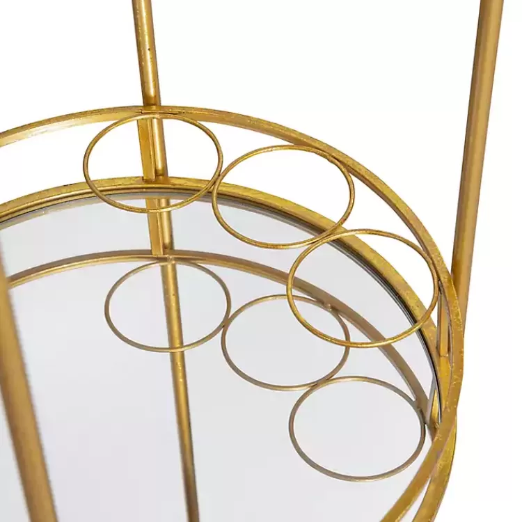 gold_metal_frame_bar_cart_with_mirrored_shelves_6.webp Gold Metal Frame Bar Cart with Mirrored Shelves>Kirklands Home Outlet