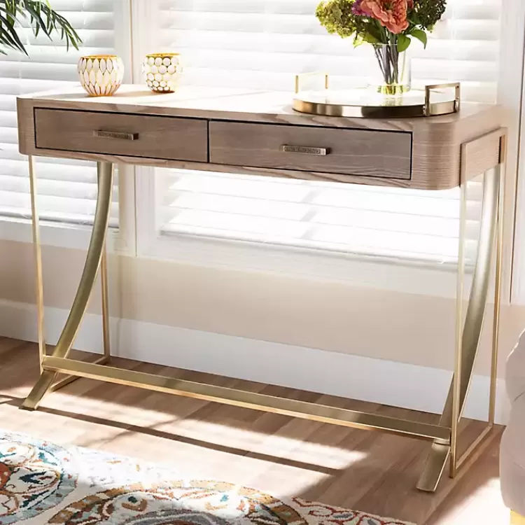 gold_metal_frame_twodrawer_console_table_6.webp Gold Metal Frame Two-Drawer Console Table>Kirklands Home Best Sale