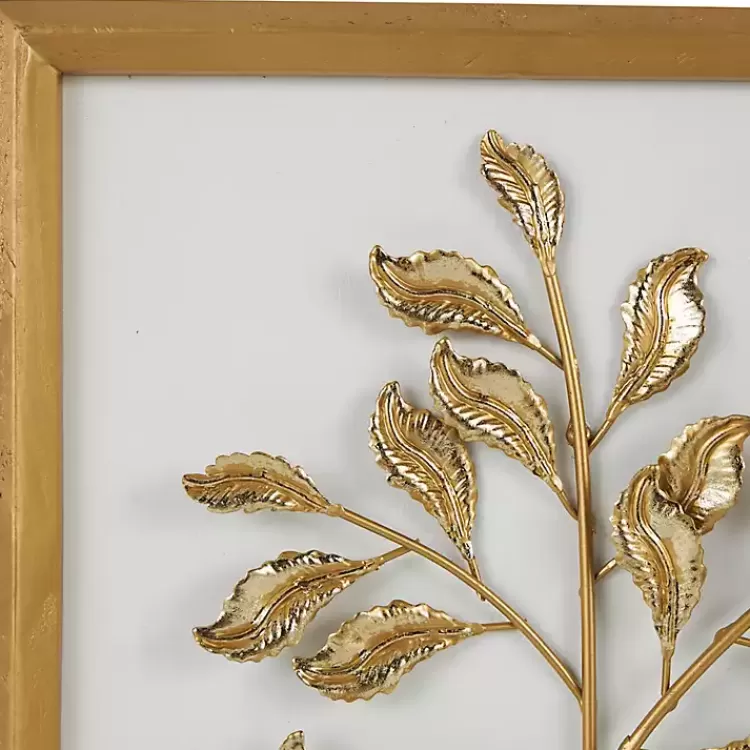 Gold Metal Leaves Framed Wall Plaques, Set of 2>Kirklands Home Best