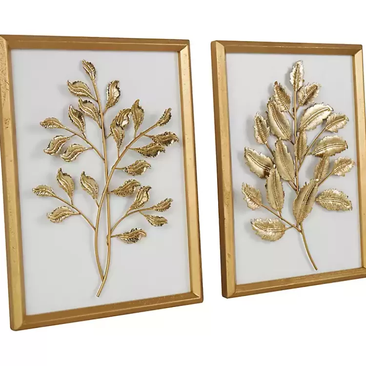 gold_metal_leaves_framed_wall_plaques_set_of__8.webp Gold Metal Leaves Framed Wall Plaques, Set of 2>Kirklands Home Best