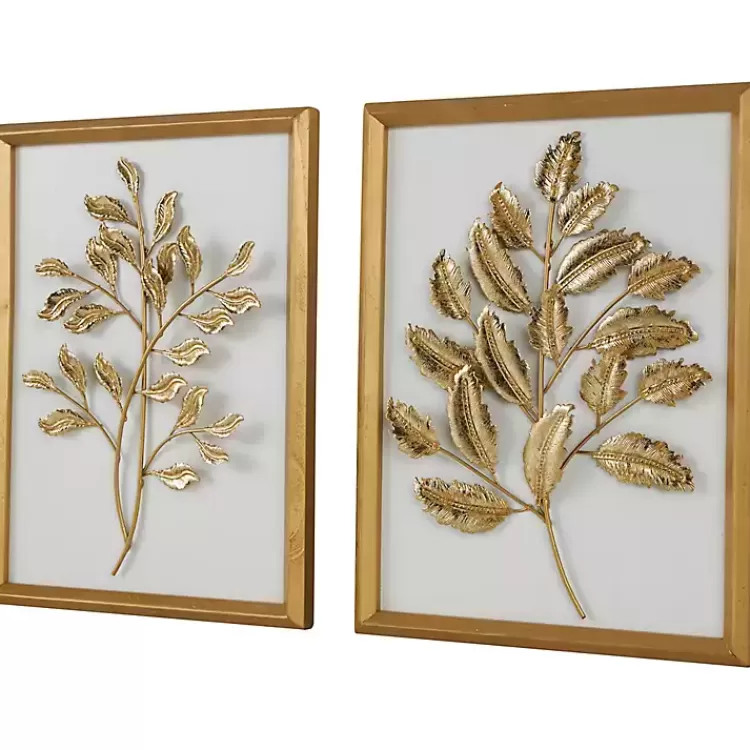 gold_metal_leaves_framed_wall_plaques_set_of__9.webp Gold Metal Leaves Framed Wall Plaques, Set of 2>Kirklands Home Best