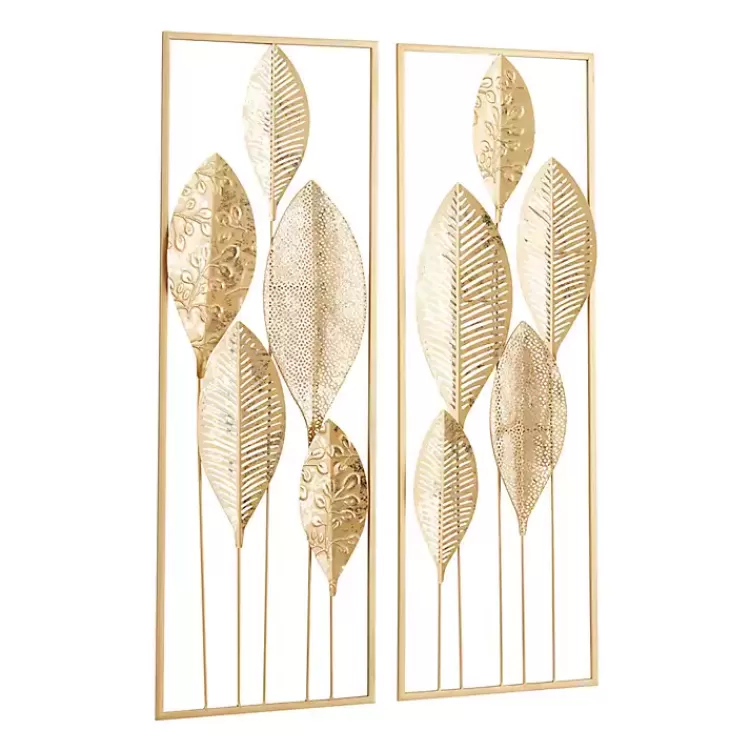 gold_metal_leaves_wall_plaques_set_of__4.webp Metal Leaves Wall Plaques, Set of 2>Kirklands Home Best