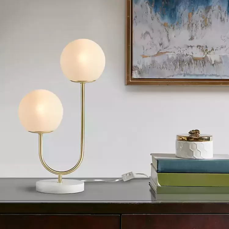 Gold Metal 2-Light Zusa Modern Table Lamp>Kirklands Home Flash Sale