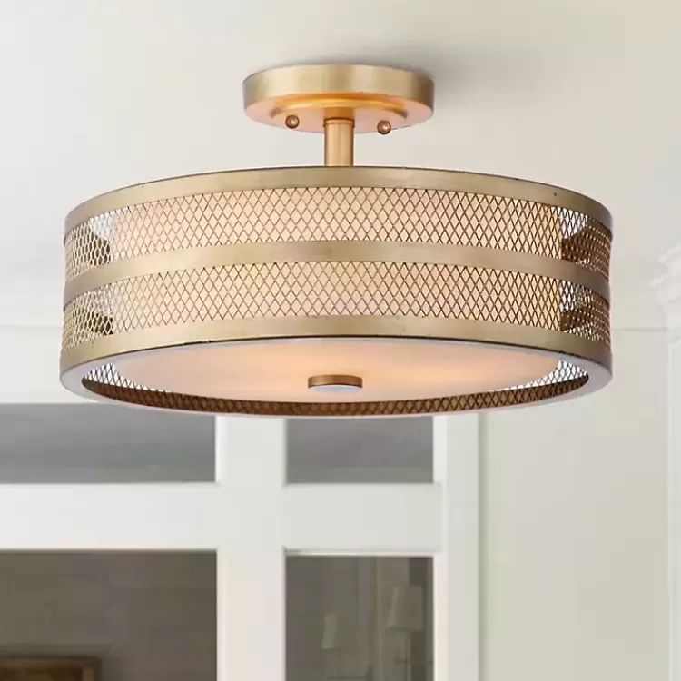 gold_metal_mesh_flush_mount_light_4.webp Metal Mesh Flush Mount Light>Kirklands Home Best Sale