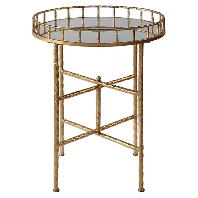 Gold Metal Mirrored Tray Accent Table>Kirklands Home Outlet