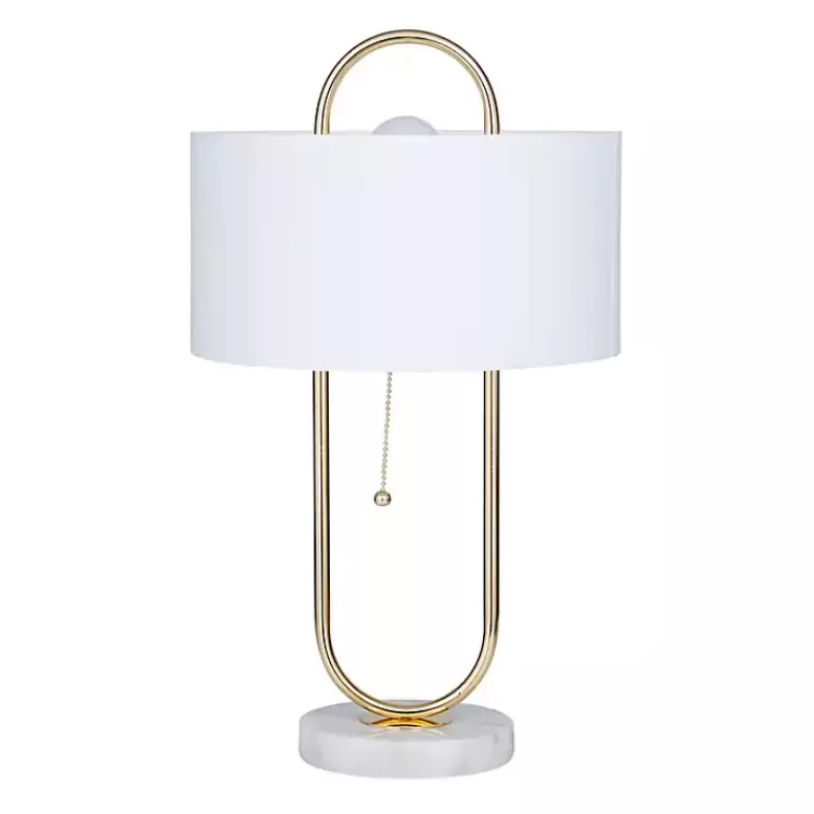 Metal Open Loop Stem White Round Table Lamp>Kirklands Home Clearance