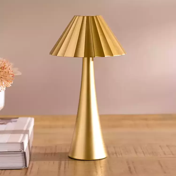 Metal Ribbed Rechargeable Touch Lamp>Kirklands Home Clearance
