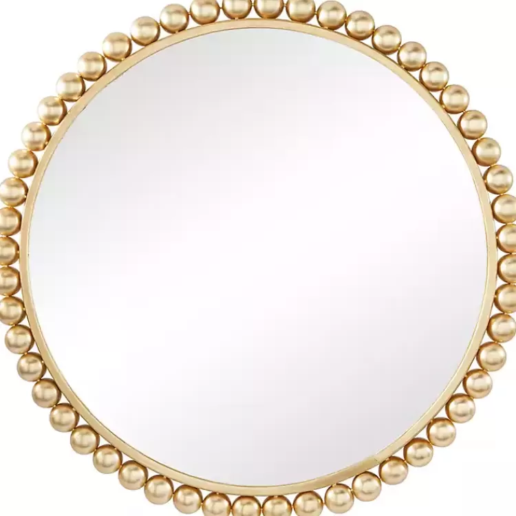 Gold Metal Round Beaded Frame Wall Mirror>Kirklands Home Shop