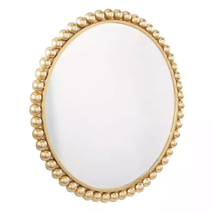 gold_metal_round_beaded_frame_wall_mirror_3.webp Gold Metal Round Beaded Frame Wall Mirror>Kirklands Home Shop