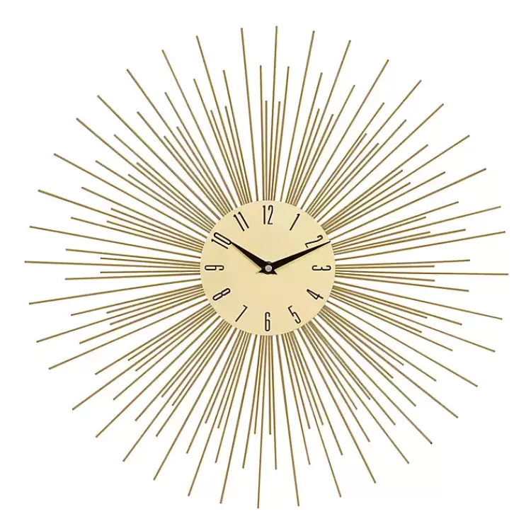 Gold Metal Sunburst Wall Clock>Kirklands Home Flash Sale