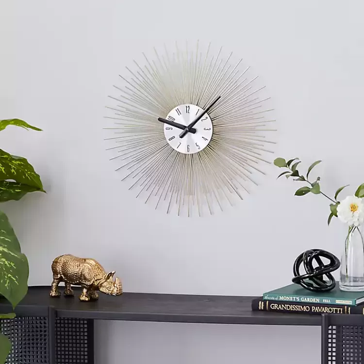 gold_metal_sunburst_wall_clock_2.webp Gold Metal Sunburst Wall Clock>Kirklands Home Flash Sale