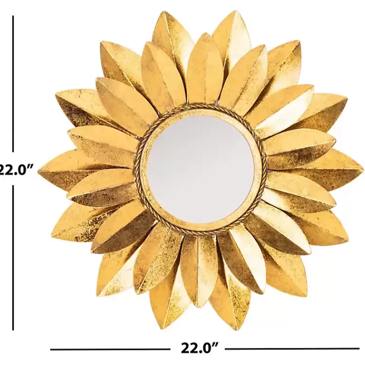 Gold Metal Sunflower Wall Mirror>Kirklands Home Discount