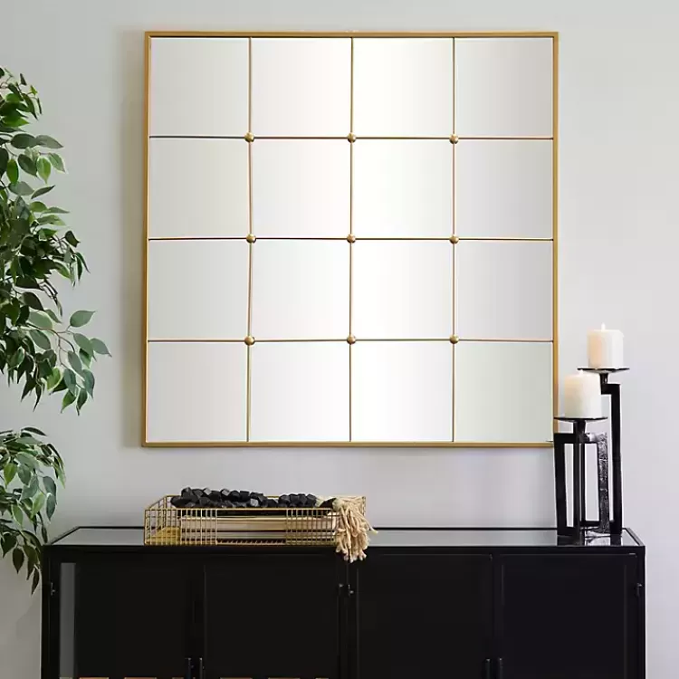 Gold Metal Windowpane Wall Mirror>Kirklands Home Discount