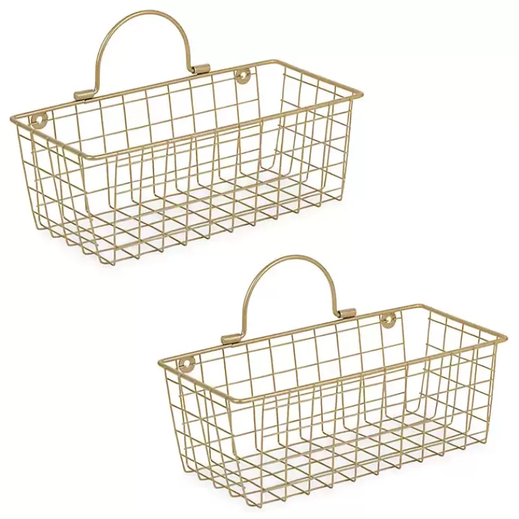 Gold Metal Wire Cage Wall Baskets, Set of 2>Kirklands Home Store