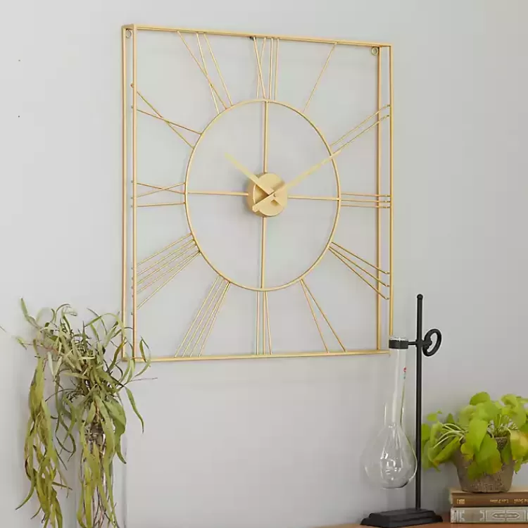 Minimal Square Open Face Clock>Kirklands Home Fashion