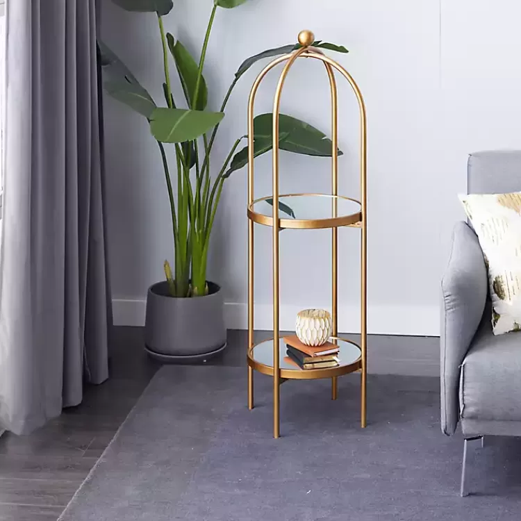 Mirrored Two-Tier Cage Shelf>Kirklands Home Discount