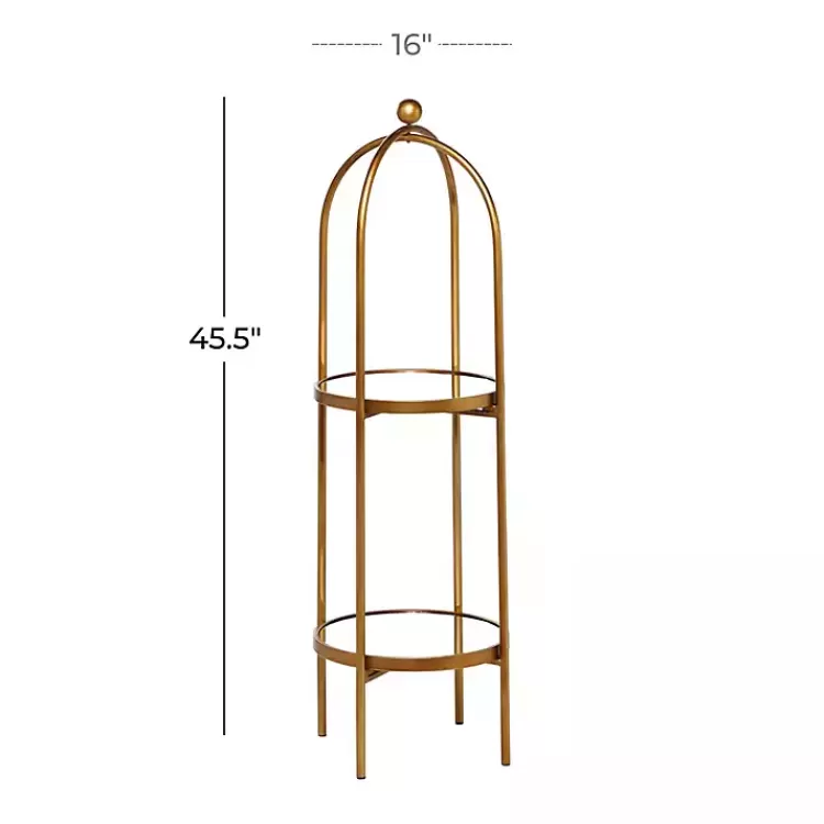 gold_mirrored_twotier_cage_shelf_4.webp Mirrored Two-Tier Cage Shelf>Kirklands Home Discount