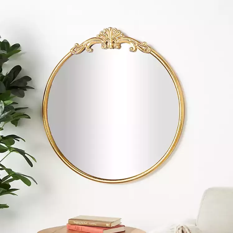 Gold Round Baroque Wall Mirror>Kirklands Home Hot